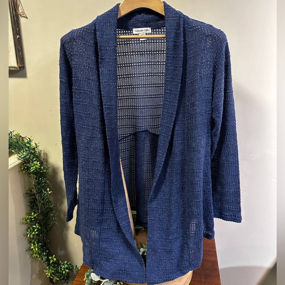Coldwater Creek Women’s Blue Open Front Knit Cardigan Sweater Size M